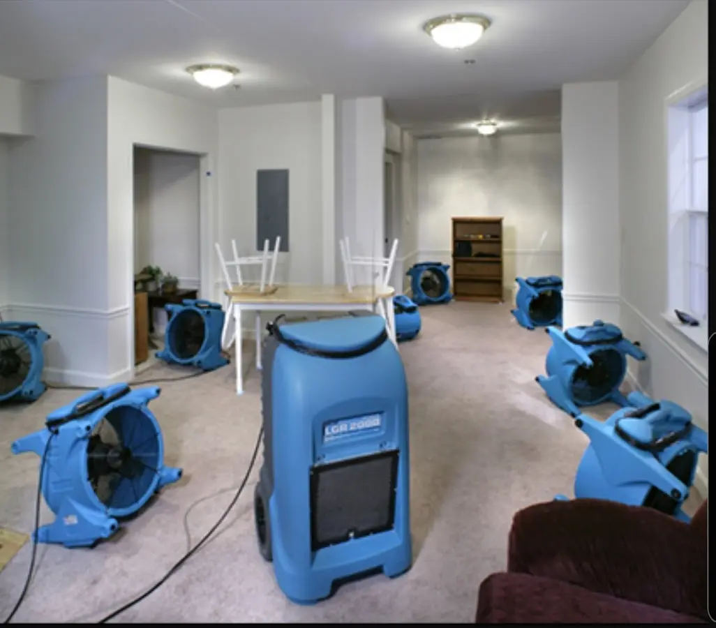 Air movers and dehumidifier setup for Water Extraction & Removal in Redmond